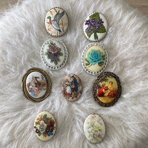 Vintage Brooches 9-Piece Lot